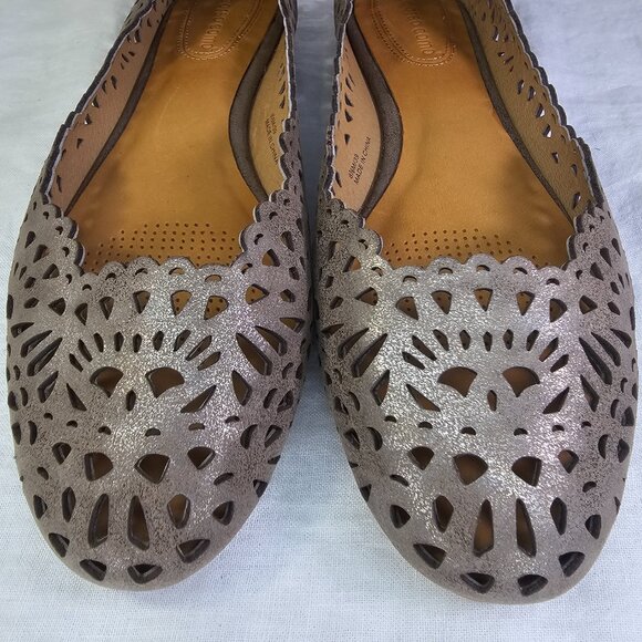 Cc Corso Como Bloue Perforated Eyelet Genuine Leather Ballet Flats 8.5M Metallic - Picture 4 of 12